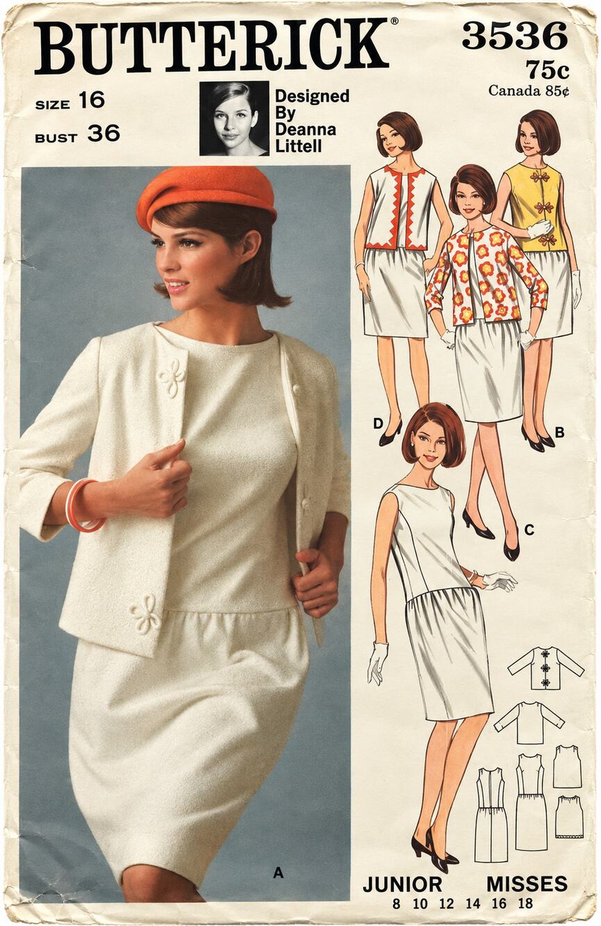 Butterick 3536 Deanna Littell Misses Dress & Jacket Frog Closure Size 16 Uncut